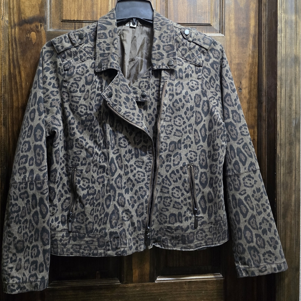 Leopard Print Moto Ladies Jacket
